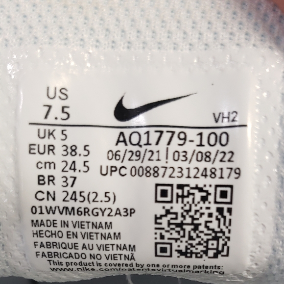Nike Ebernon Low Triple White AQ1779-100 Trainer Sneakers Shoes Women's 7.5 - Picture 10 of 10